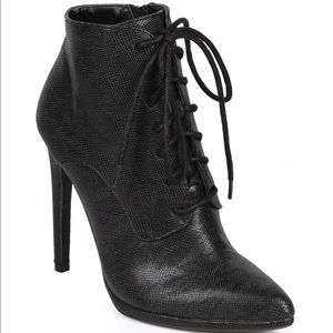 Qupid Lace-up Stiletto Bootie
